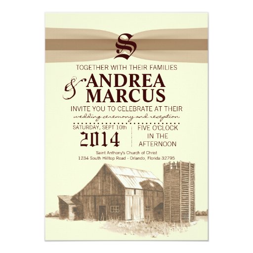 Vintage Farm Wedding Invitations 1