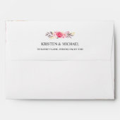 5x7 Vintage Floral Black White Stripes Wedding Envelope (Back (Top Flap))