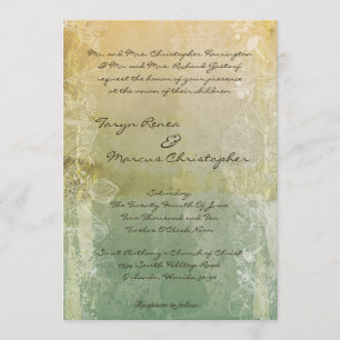 5x7 Vintage Floral Old Linen Wedding Invitation