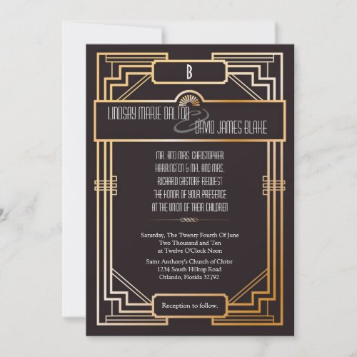 5x7 Wedding Invitation Gatsby Theme