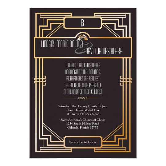 5x7 Wedding Invitation Gatsby Theme | Zazzle.com