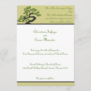 5x7 Wedding Invitation Japanese Green Bonsai Tree