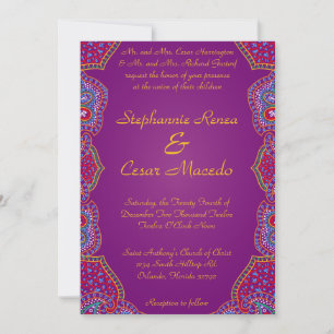 5x7 Wedding Invitation Purple Palace India Indian