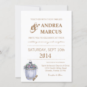 5x7 Wedding Invitation Summer Country Wedding Rust