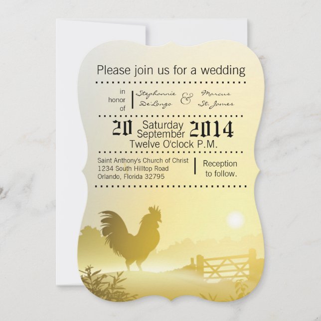 5x7 Wedding Invitation Sunny Morning Farm Country (Front)