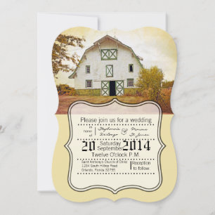5x7 Wedding Invitation Sunset Barn Country Rustic