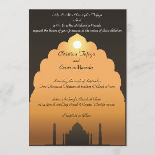 5x7 Wedding Invitation The Taj Mahal Sunset