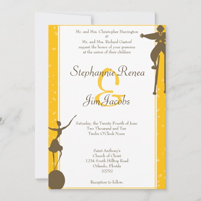 5x7 Wedding Invitation Whimsical Carnival Fair (Front)