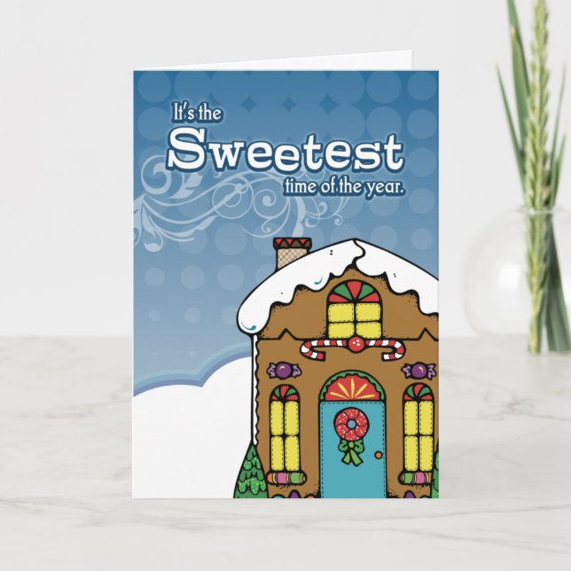 5x7 Whimsical Gingerbread House Christmas Card (Front)