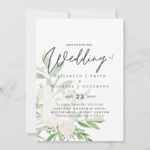 5x7 White Bouquet Script Overlay Budget Wedding
