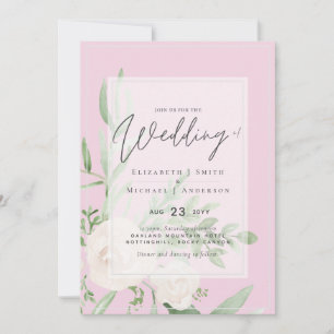 5x7 White Bouquet Script Overlay Budget Wedding