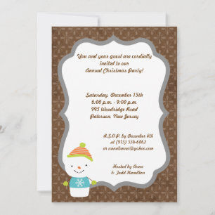 5x7 Winter Snowman winter Snow Invitation
