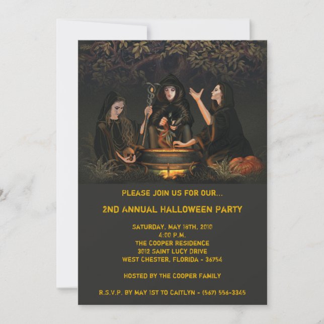 5x7 Witch Spell Halloween Costume Invitation (Front)