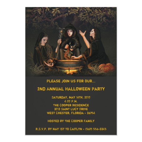 5x7 Witch Spell Halloween Costume Invitation
