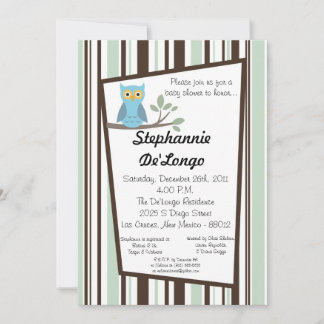 5x7 Woodland Forrest Owl Baby Shower Invitation