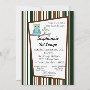 5x7 Woodland Forrest Owl Baby Shower Invitation