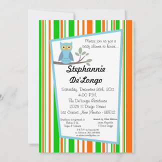 5x7 Woodland Forrest Owl Baby Shower Invitation