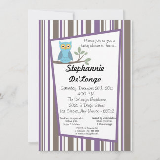 5x7 Woodland Forrest Owl Baby Shower Invitation