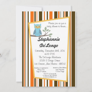 5x7 Woodland Forrest Owl Baby Shower Invitation