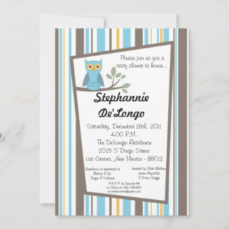 5x7 Woodland Forrest Owl Baby Shower Invitation