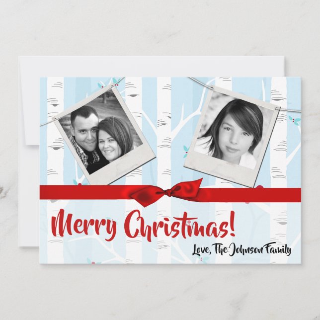 5x7 XMAS Christmas Birch Tree Winter PHOTO Card (Front)