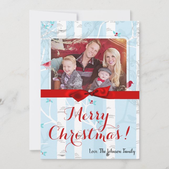 5x7 XMAS Christmas Birch Tree Winter PHOTO Card (Front)
