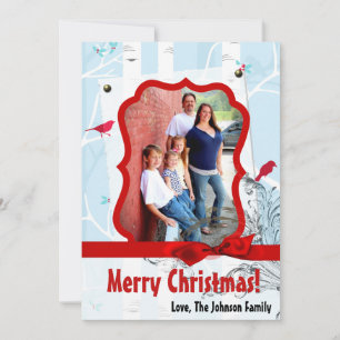 5x7 XMAS Christmas Birch Tree Winter PHOTO Card