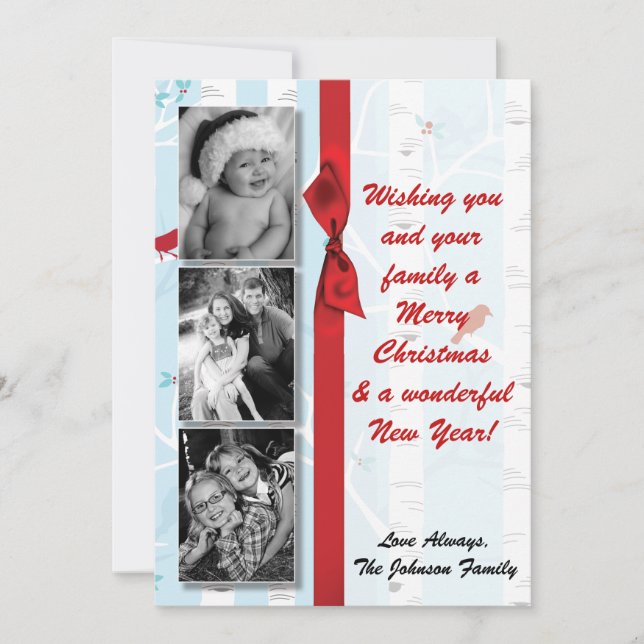 5x7 XMAS Christmas Birch Tree Winter PHOTO Card (Front)