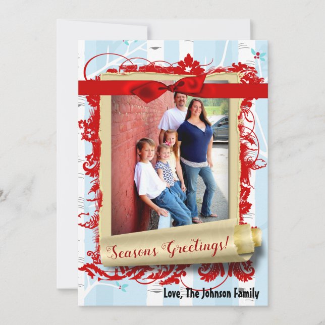 5x7 XMAS Christmas Birch Tree Winter PHOTO Card (Front)