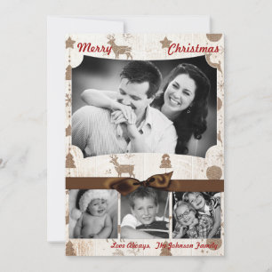 5x7 XMAS Christmas Burlap Deer Doe Buck PHOTO Card