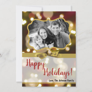 5x7 XMAS Christmas Gold Bokeh Lights PHOTO Card