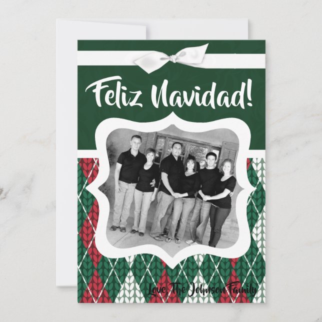 5x7 XMAS Christmas Ugly Sweater Green PHOTO Card (Front)