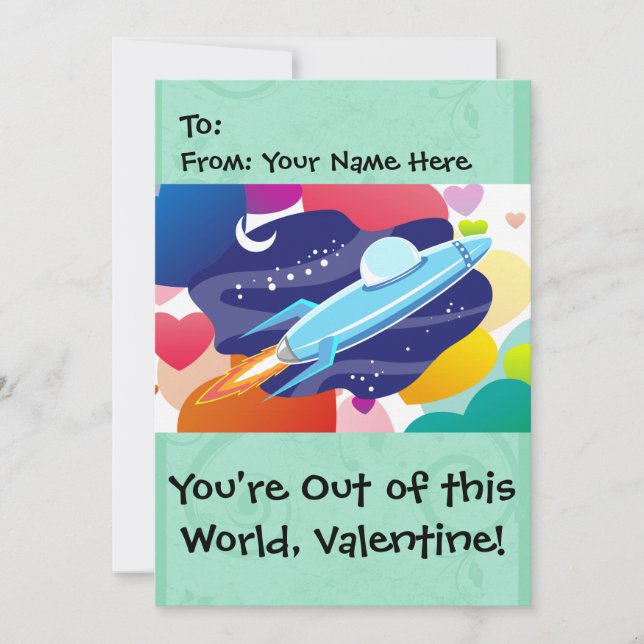 5x7 You're Out of this World Valentine Holiday Card (Front)