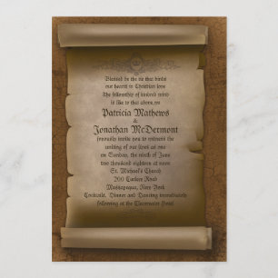 5x 7" Vintage Old Paper Gothic Wedding Invitation