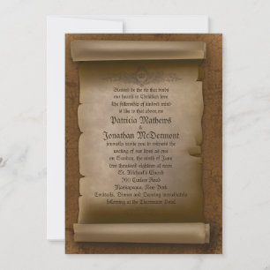 5x 7" Vintage Old Paper Gothic Wedding Invitation