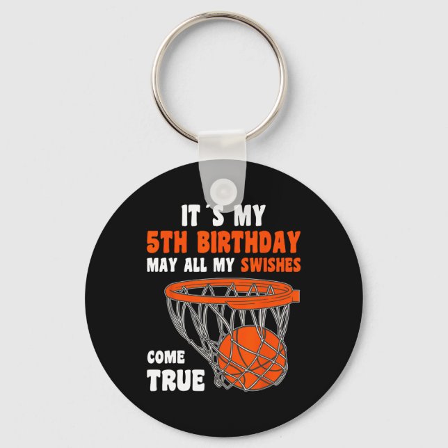 5Year Old Happy 5th Birthday Basketball 5th Birthd Keychain (Front)