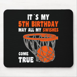 5year Old Happy 5th Birthday Bysketbyll 5th Birthd Mouse Pad