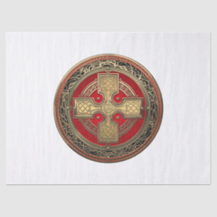 [600] Ancient Celtic Sacred Gold Knot Cross Tissue Paper