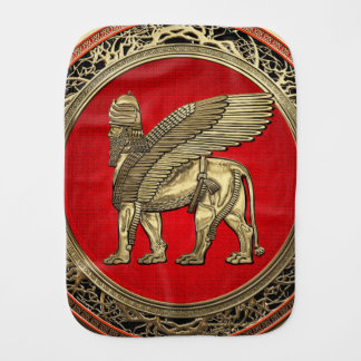 [600] Assyrian Winged Lion - Gold Lamassu Baby Burp Cloth