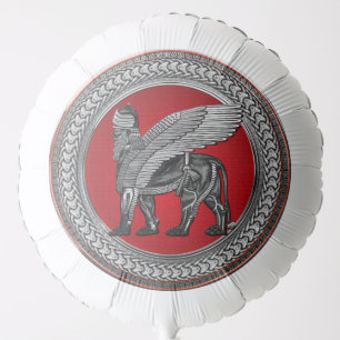[600] Assyrian Winged Lion: Silver & Black Lamassu Balloon