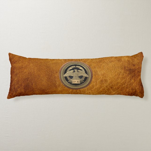 [600] Gold Roman Imperial Eagle on Gold Medallion Body Pillow (Front)