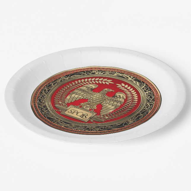 [600] Gold Roman Imperial Eagle Paper Plates (Angled)