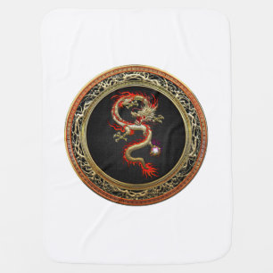 [600] Golden Chinese Dragon Fucanglong Swaddle Blanket