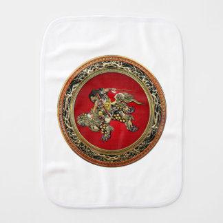 [600] Hokusai - Shoki Riding Shishi Lion Baby Burp Cloth