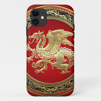 [600] Icelandic Dragon, Landvættir [Gold] iPhone 11 Case