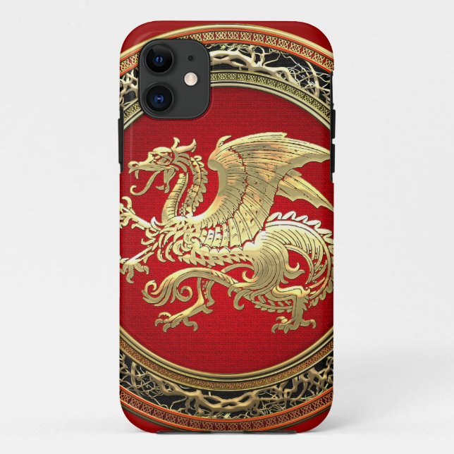 [600] Icelandic Dragon, Landvættir [Gold] Case-Mate iPhone Case (Back)