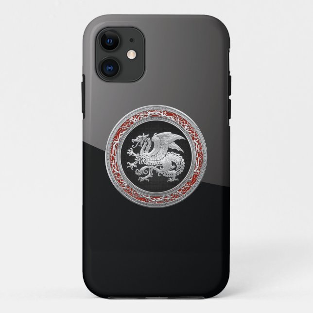 [600] Icelandic Dragon, Landvættir [Silver] Case-Mate iPhone Case (Back)