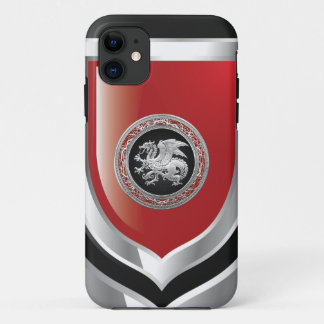 [600] Icelandic Dragon, Landvættir [Silver] iPhone 11 Case