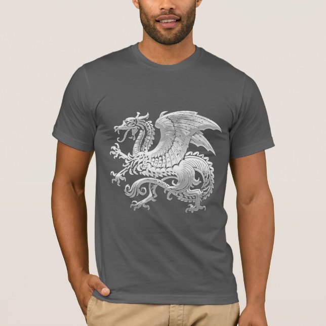 [600] Icelandic Dragon, Landvættir [Silver] T-Shirt (Front)