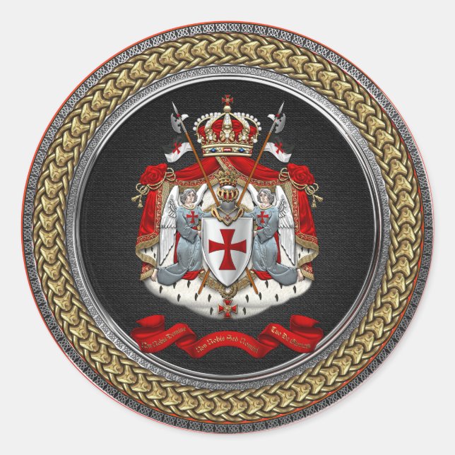 [600] Knights Templar Coat of Arms Classic Round Sticker (Front)